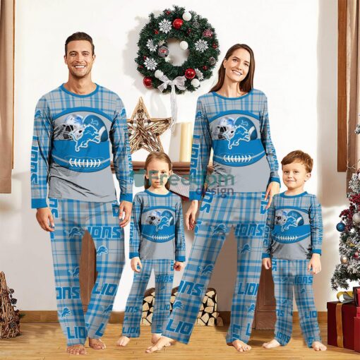 Detroit Lions Pajamas Set Gift For Family Custom Name Football Team Christmas Holiday Gift Product Photo 1