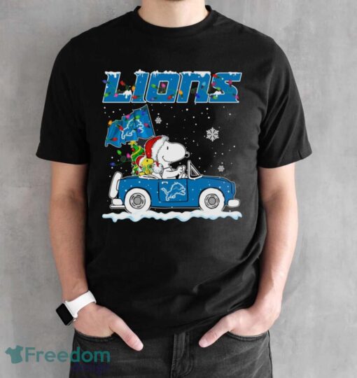 Detroit Lions Snoopy And Woodstock Driving Car Cute Snoopy Limited Edition Shirt - Black Unisex T-Shirt