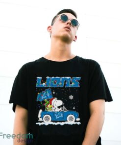 Detroit Lions Snoopy And Woodstock Driving Car Cute Snoopy Limited Edition Shirt - G500 Gildan T-Shirt