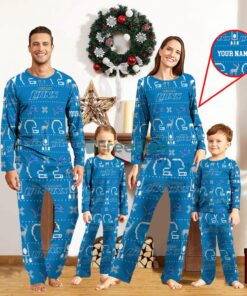 Detroit Lions Sport Team Logo Pajamas Set Family Christmas Gift Custom Name Special Gift