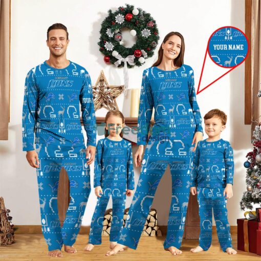 Detroit Lions Sport Team Logo Pajamas Set Family Christmas Gift Custom Name Special Gift Product Photo 1