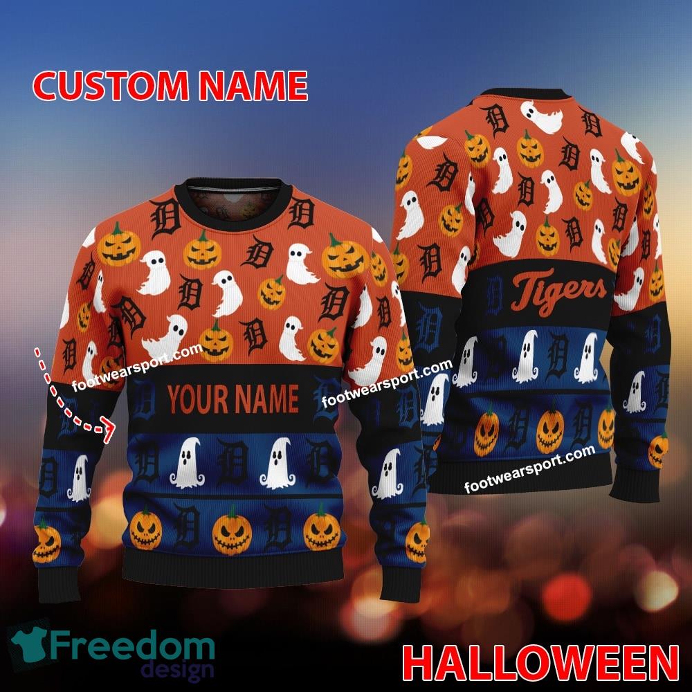 Detroit Tigers Custom Name Logo Pattern Knitted Christmas 3D Sweater For Fans image Detroit Tigers Custom Name Logo Pattern Knitted Christmas 3D Sweater For Fans - Detroit Tigers Custom Name Logo Pattern Knitted Christmas 3D Sweater For Fans