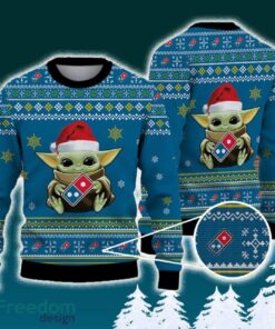 Domino’s Pizza Baby Yoda Santa Hat Funny Brands Logo 3D Sweater For Men Women Fans Gift Christmas