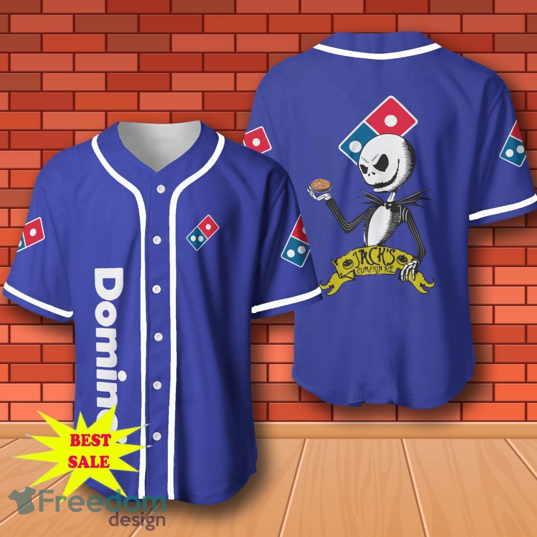Domino's Pizza Halloween Jack Skellington Nightmare Baseball Jersey for All Genders image Domino's Pizza Halloween Jack Skellington Nightmare Baseball Jersey for All Genders