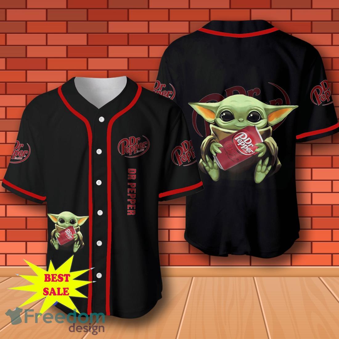 Dr Pepper Baby Yoda Baseball Jersey for All Genders image Dr Pepper Baby Yoda Baseball Jersey for All Genders Product Photo 1