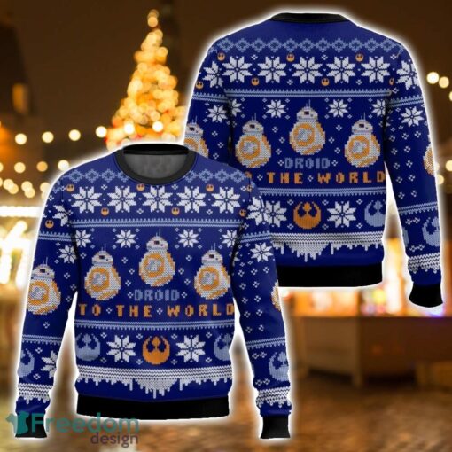 Droid To The World Star Wars Ugly Christmas Sweater 3D All Printed Sweater Christmas Gift Blue Product Photo 1