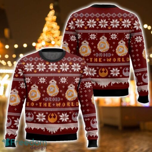 Droid To The World Star Wars Ugly Christmas Sweater 3D All Printed Sweater Christmas Gift Maroon Color Product Photo 1