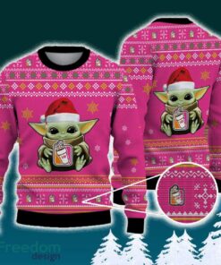 Dunkin’ Donuts Baby Yoda Santa Hat Funny Brands Logo 3D Sweater For Men Women Fans Gift Christmas