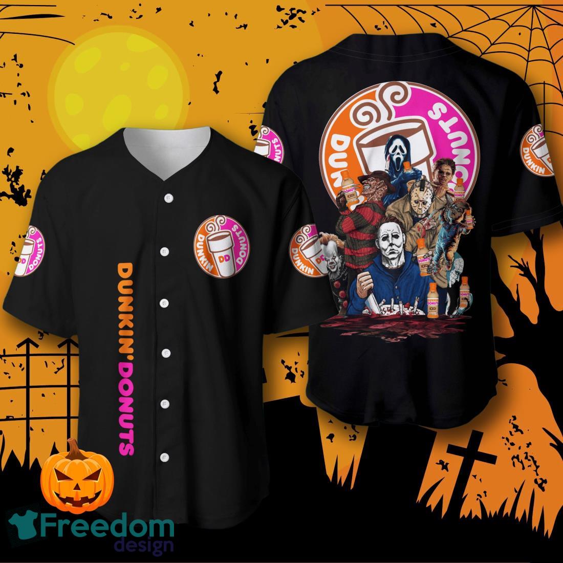 Dunkin' Donuts Halloween Horror Characters Baseball Jersey For Men And Women image Dunkin