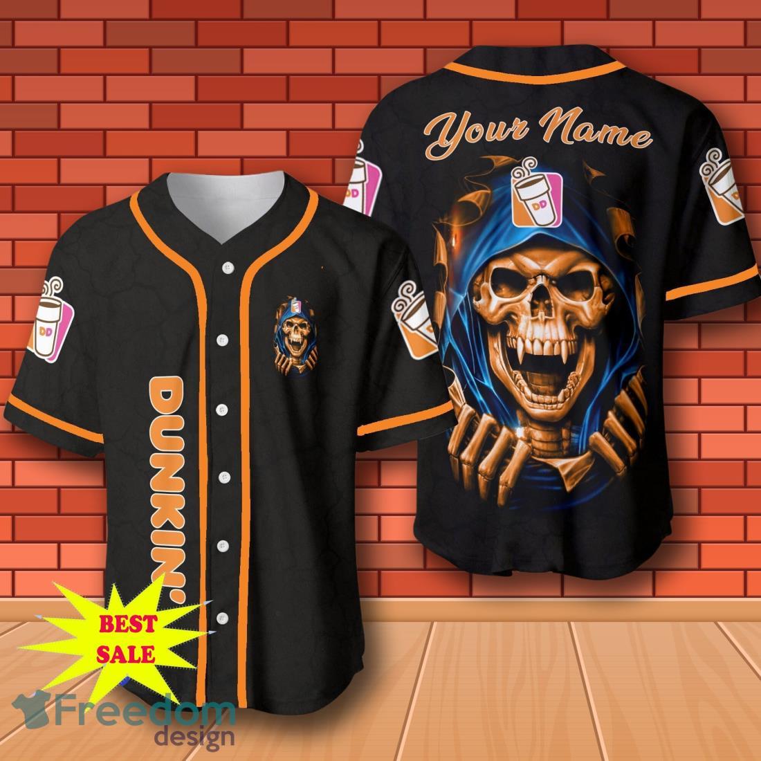 Dunkin Donuts Skull Personalized Baseball Jersey for All Genders image Dunkin Donuts Skull Personalized Baseball Jersey for All Genders Product Photo 1