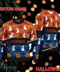 Dutch Bros Coffee Custom Name Logo Pattern Ugly Christmas Sweater For Fans