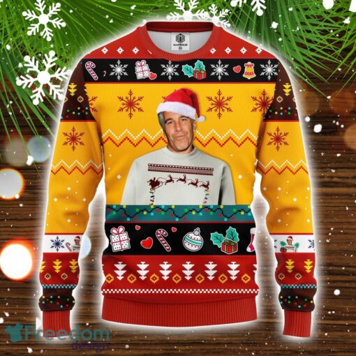 Epstein Ugly Christmas Sweater Red Yellow 1 Amazing Gift Cute Christmas Gift Product Photo 1