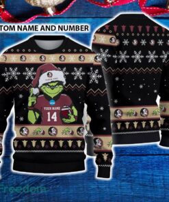 Florida State Seminoles 3D Ugly Christmas Sweater Grinch Funny Custom Number And Name