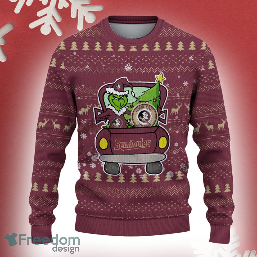 Florida State Seminoles Grinch Driving Funny 3D Ugly Christmas Sweater For Men Women image Florida State Seminoles Grinch Driving Funny 3D Ugly Christmas Sweater For Men Women - Florida State Seminoles Christmas Sweater Grinch Driving Photo 2