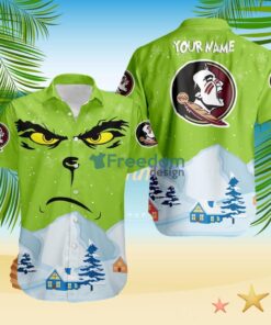 Florida State Seminoles NCAA  Grinch Merry Merry Christmas House House Tropical Hawaiian Shirt Custom Name