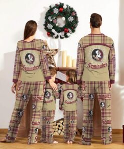 Florida State Seminoles Pajamas Set Gift For Family Custom Name Football Team Christmas Holiday Gift Product Photo 2