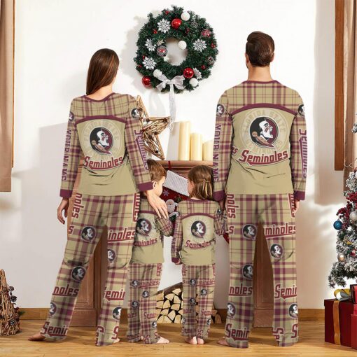 Florida State Seminoles Pajamas Set Gift For Family Custom Name Football Team Christmas Holiday Gift Product Photo 2