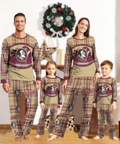 Florida State Seminoles Pajamas Set Gift For Family Custom Name Football Team Christmas Holiday Gift