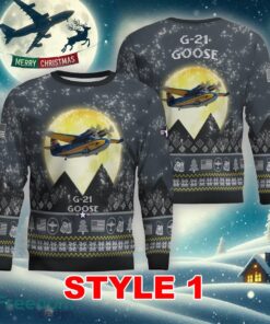 G-21 Goose G21 Aircraft Moonlight Multi Color Knitted Christmas Sweater AOP Gift For Men And Women - G-21 Goose G21 Aircraft Moonlight Ugly Christmas Sweater_1