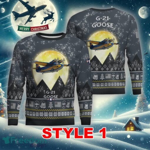 G-21 Goose G21 Aircraft Moonlight Multi Color Knitted Christmas Sweater AOP Gift For Men And Women - G-21 Goose G21 Aircraft Moonlight Ugly Christmas Sweater_1