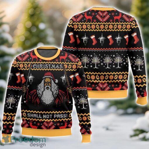 Gandalf Claus Says “Christmas Shall Not Pass!” Lord of the Rings Ugly Christmas Sweater 3D All Printed Sweater Christmas Gift Product Photo 1