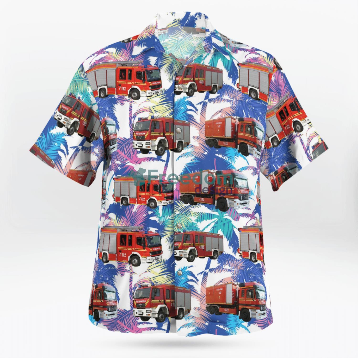 Germany, Munich Volunteer Fire Department Hawaiian Shirt image Germany, Munich Volunteer Fire Department Hawaiian Shirt Product Photo 3