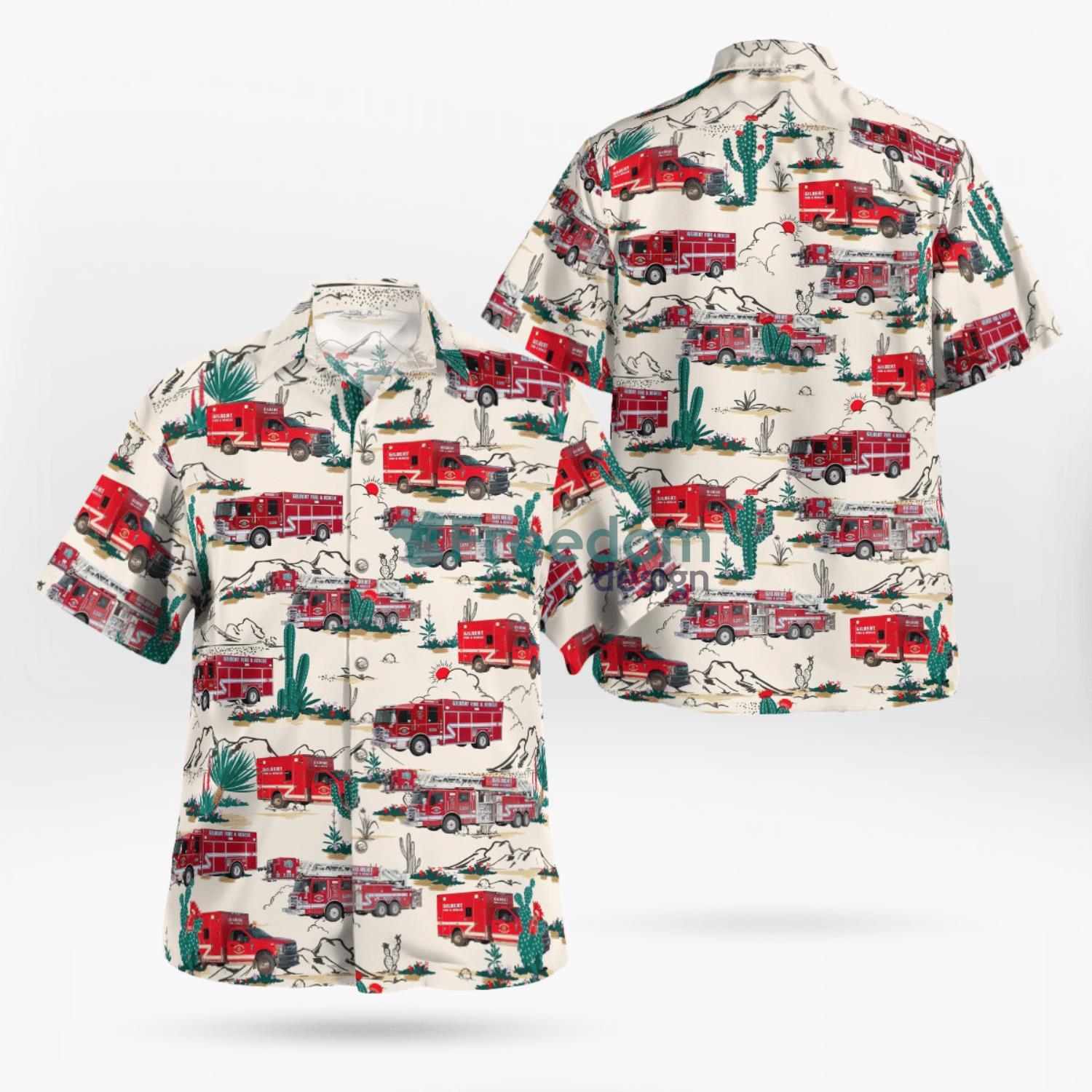 Gilbert, Arizona, Gilbert Fire Department Hawaiian Shirt image Gilbert, Arizona, Gilbert Fire Department Hawaiian Shirt Product Photo 1