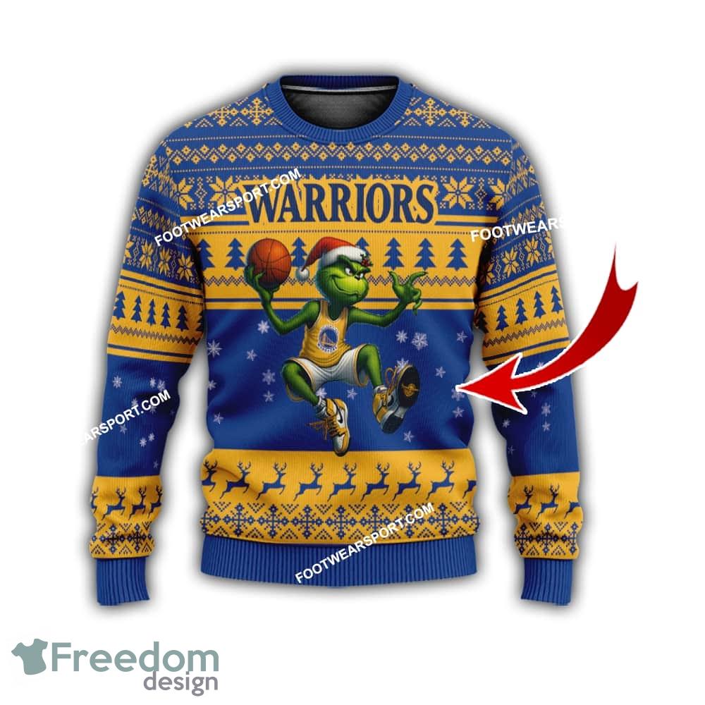 Golden State Warriors Grinch Design Knitted Christmas Sweater Gift For Men And Women image Golden State Warriors Grinch Design Knitted Christmas Sweater Gift For Men And Women - Golden State WarriorsMulti Grinch Ugly Christmas Sweater Gift Adult Photo 1