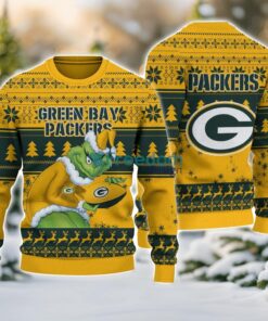 Green Bay Packers Grinch Ugly Christmas Sweater With Team Logo 3D Printed Christmas Sweater Gift