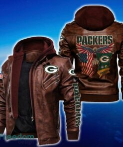Green Bay Packers NFL Eagle 2D Leather Jacket Black And Brown Color - Green Bay Packers NFL Eagle Leather Jacket_2
