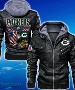 Green Bay Packers NFL Eagle 2D Leather Jacket Black And Brown Color