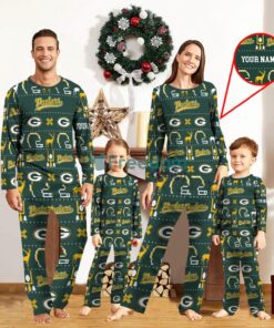 Green Bay Packers Sport Team Logo Pajamas Set Family Christmas Gift Custom Name Special Gift