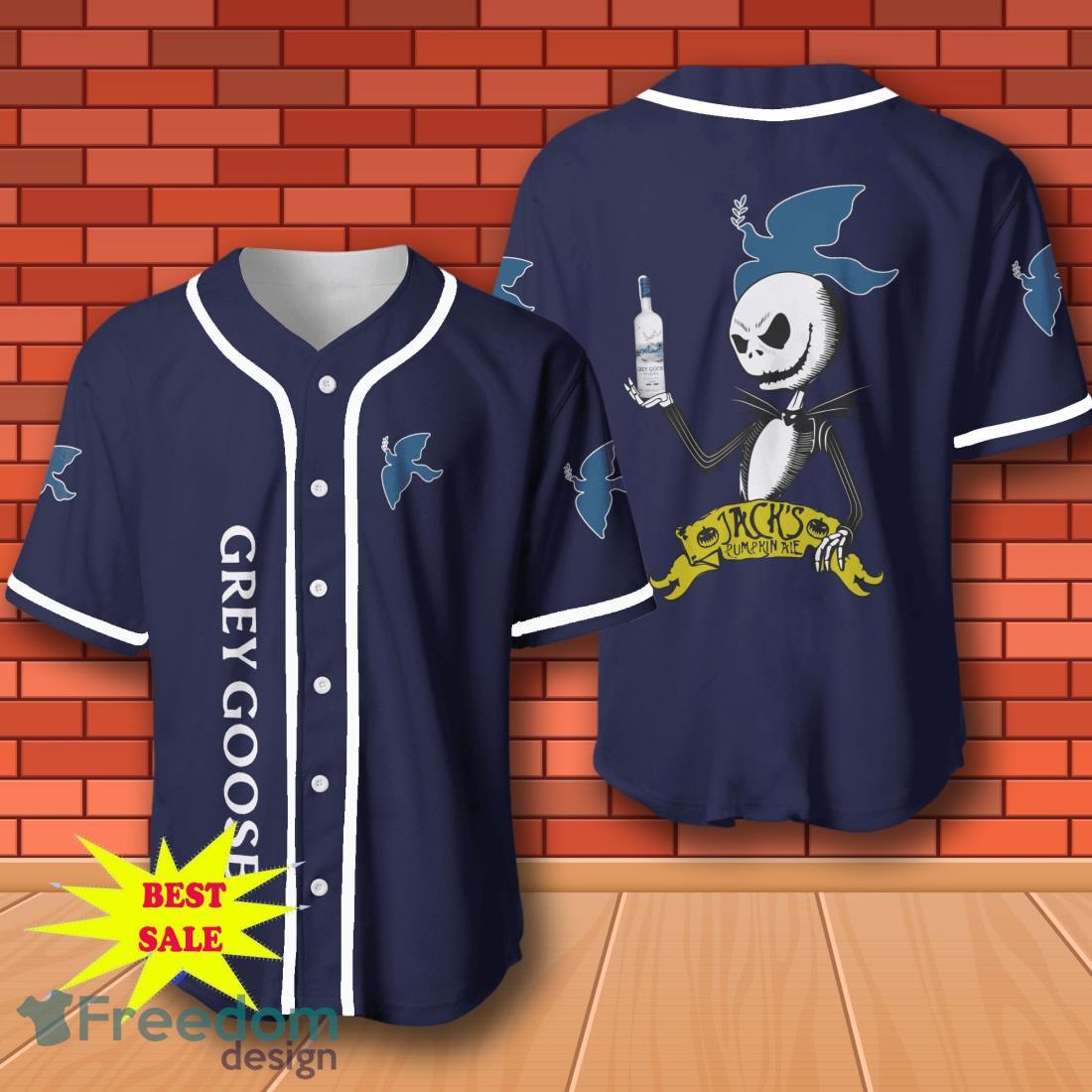 Grey Goose Vodka Halloween Jack Skellington Nightmare Baseball Jersey for All Genders image Grey Goose Vodka Halloween Jack Skellington Nightmare Baseball Jersey for All Genders Product Photo 1