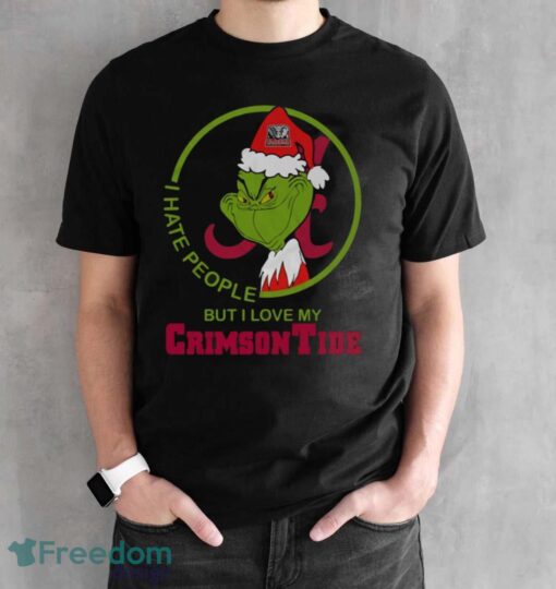 Grinch Alabama I Hate People But I Love My Crimson Tide Shirt - Black Unisex T-Shirt