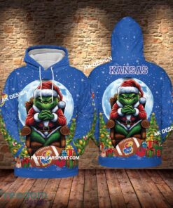 Grinch Christmas Kansas Jayhawks Hoodie AOP, Tshirt, 3D Sweater