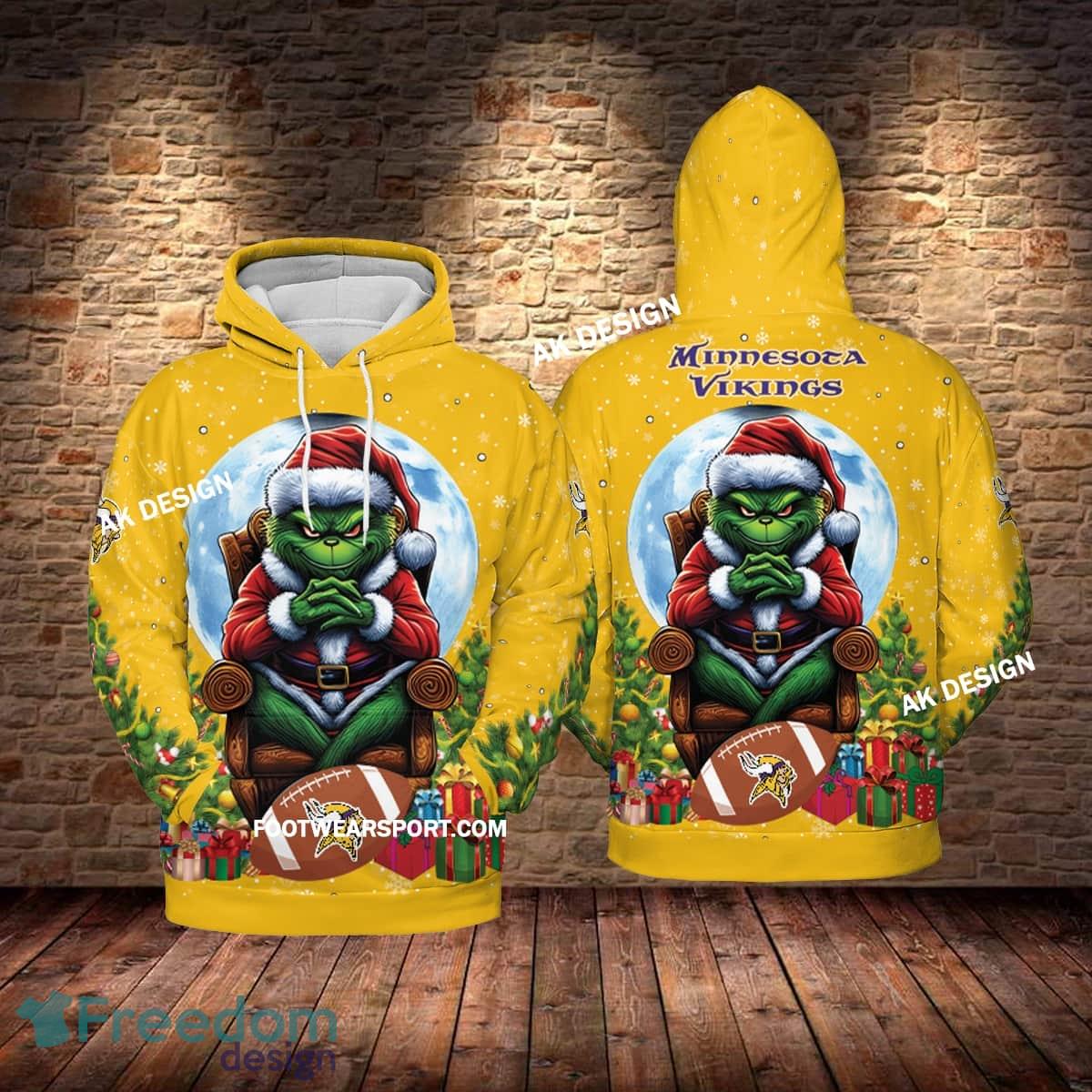 Grinch Christmas Minnesota Vikings Hoodie AOP, Tshirt, 3D Sweater image Grinch Christmas Minnesota Vikings Hoodie AOP, Tshirt, 3D Sweater - Grinch Christmas Minnesota VikingsHoodie AOP, Tshirt, 3D Sweater AOP Photo 1