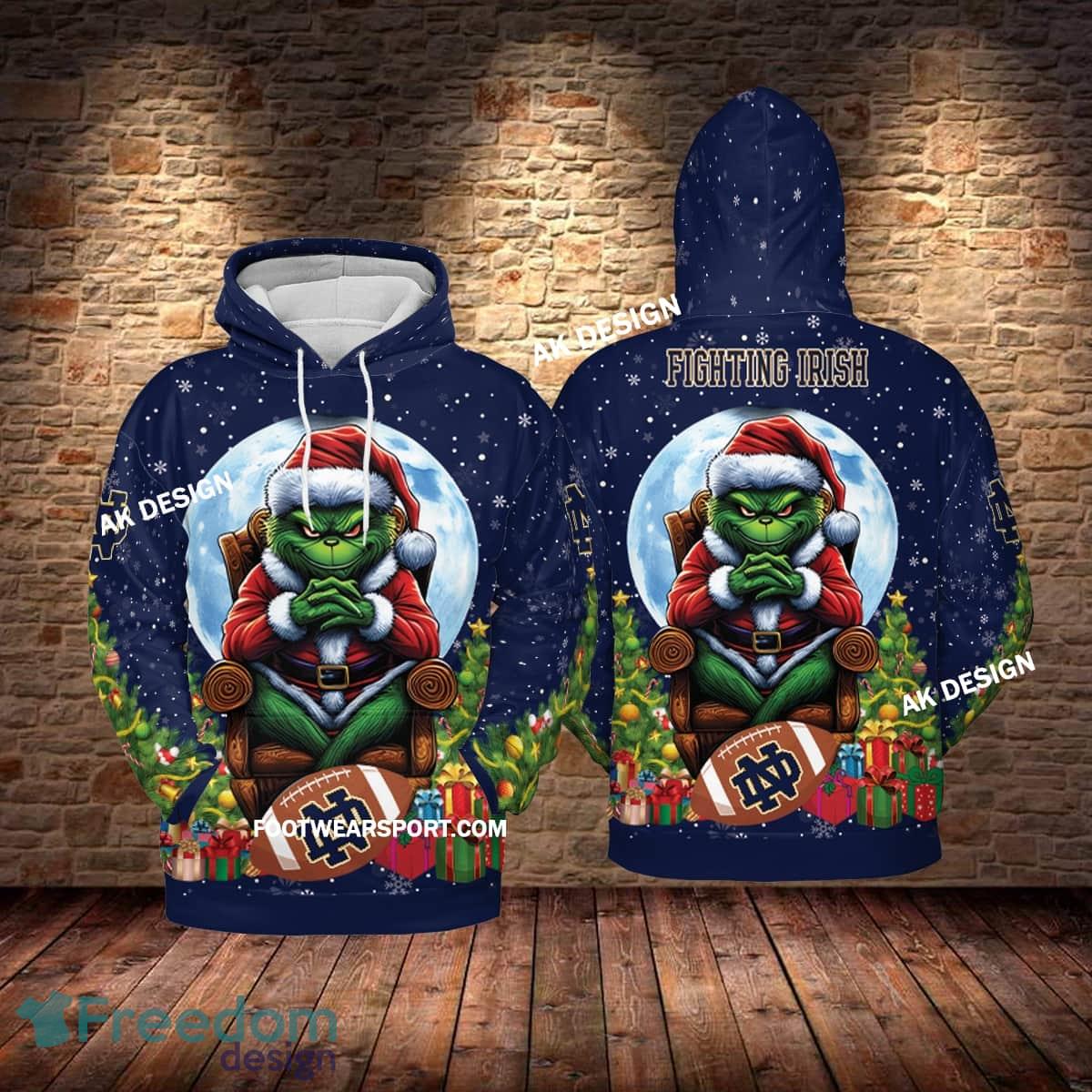 Grinch Christmas Notre Dame Fighting Irish Hoodie AOP, Tshirt, 3D Sweater image Grinch Christmas Notre Dame Fighting Irish Hoodie AOP, Tshirt, 3D Sweater - Grinch Christmas Notre Dame Fighting IrishHoodie AOP, Tshirt, 3D Sweater AOP Photo 1