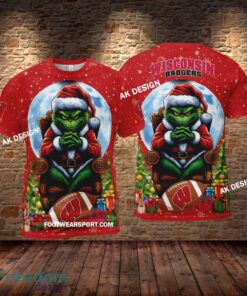 Grinch Christmas Wisconsin Badgers Hoodie AOP, Tshirt, 3D Sweater - Grinch Christmas Wisconsin BadgersHoodie AOP, Tshirt, 3D Sweater AOP Photo 2