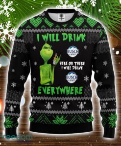 Grinch Drunk Busch Beer Ugly Christmas Sweater Amazing Gift Christmas Holiday Gift