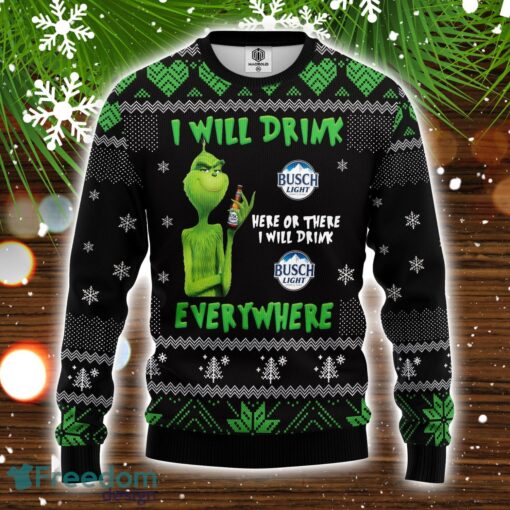 Grinch Drunk Busch Beer Ugly Christmas Sweater Amazing Gift Christmas Holiday Gift Product Photo 1