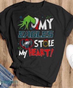 Grinch Hand My Philadelphia Eagles Stole My Heart Christmas Shirt Graphic