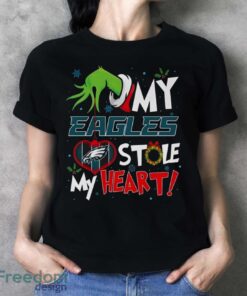 Grinch Hand My Philadelphia Eagles Stole My Heart Christmas Shirt Graphic - Ladies T-Shirt