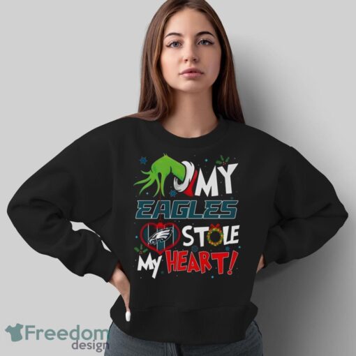 Grinch Hand My Philadelphia Eagles Stole My Heart Christmas Shirt Graphic - Sweatshirt