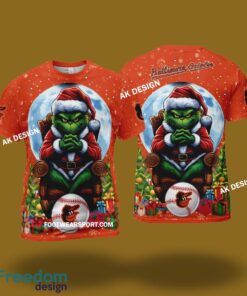 Grinch King Team Baltimore Orioles 3D Tshirt, Hoodie AOP, Sweater Gfit Christmas