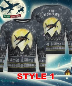 Grumman F8F Bearcat Aircraft Moonlight Multi Color Ugly Xmas Sweater Gift Holidays - Grumman F8F Bearcat Aircraft Moonlight Ugly Christmas Sweater_1