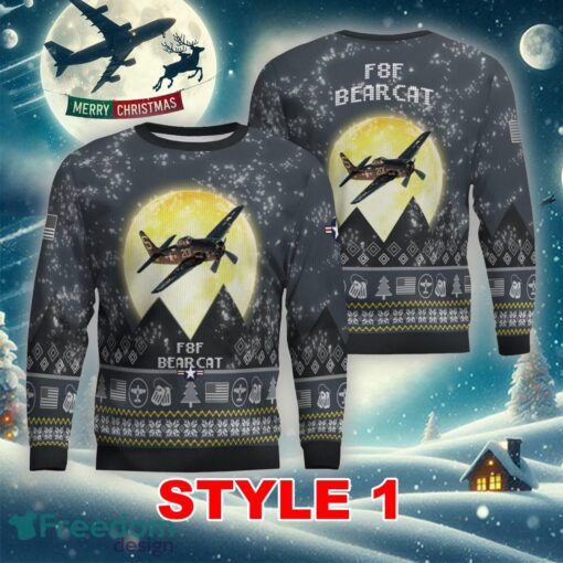 Grumman F8F Bearcat Aircraft Moonlight Multi Color Ugly Xmas Sweater Gift Holidays - Grumman F8F Bearcat Aircraft Moonlight Ugly Christmas Sweater_1