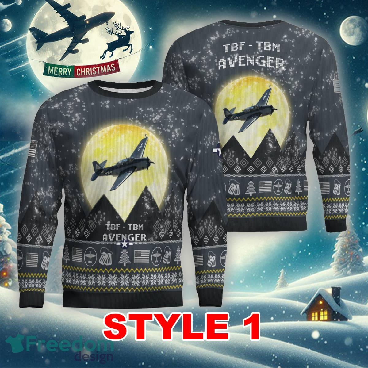 Grumman TBF - TBM Avenger Aircraft Moonlight Multi Color Knitted Christmas Sweater AOP Gift Holidays - Grumman TBF - TBM Avenger Aircraft Moonlight Ugly Christmas Sweater_1