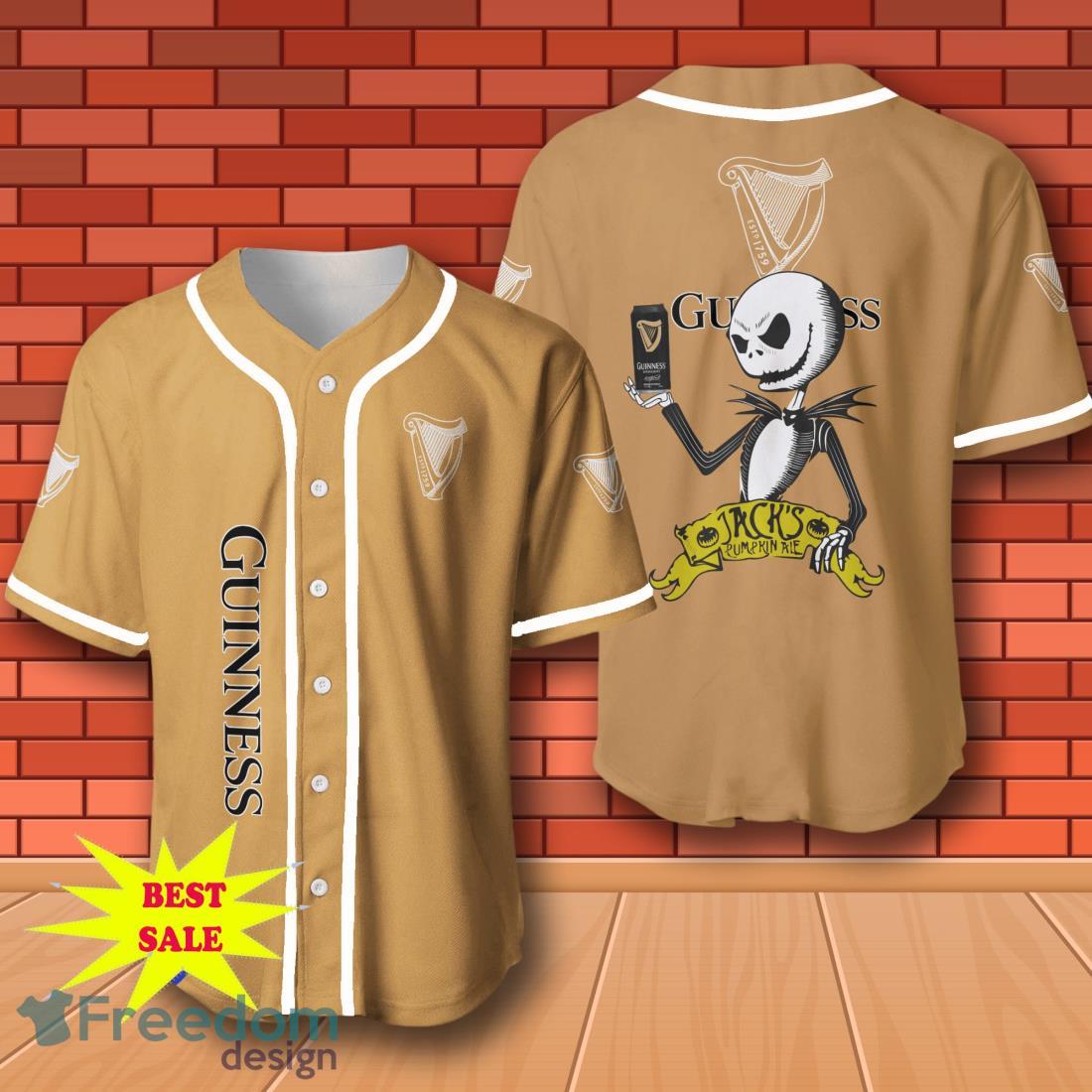 Guinness Halloween Jack Skellington Nightmare Baseball Jersey for All Genders image Guinness Halloween Jack Skellington Nightmare Baseball Jersey for All Genders Product Photo 1