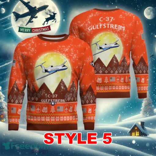 Gulfstream C-37 C37 Aircraft Moonlight Multi Color Ugly Christmas Sweater Gift For Men And Women - Gulfstream C-37 C37 Aircraft Moonlight Ugly Christmas Sweater_17