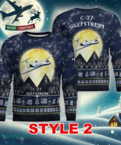 Gulfstream C-37 C37 Aircraft Moonlight Multi Color Ugly Christmas Sweater Gift For Men And Women - Gulfstream C-37 C37 Aircraft Moonlight Ugly Christmas Sweater_5